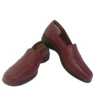Easy Street Loafer Shoes Womens Size 10M Burgundy Faux Leather Comfort Cushioned